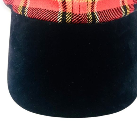 The House of Edgar Red Tartan Plaid Ball Cap Black Velvet Visor - Picture 3 of 6